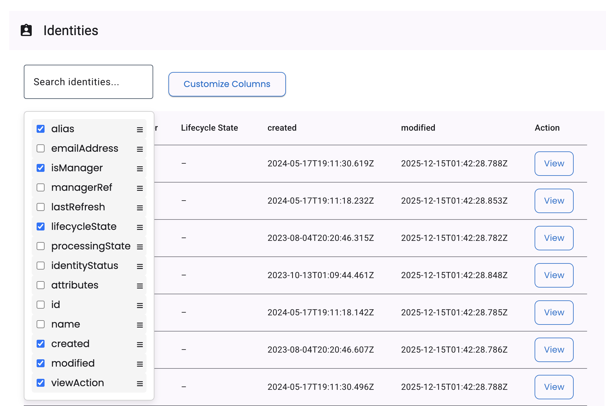Identities Component